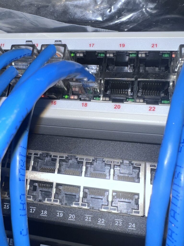 Structured cabling connected to network infrastructure supporting equipment moves in a small practice